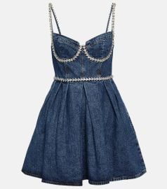 Self Portrait Denim Crystal Embellished Minidress at Mytheresa